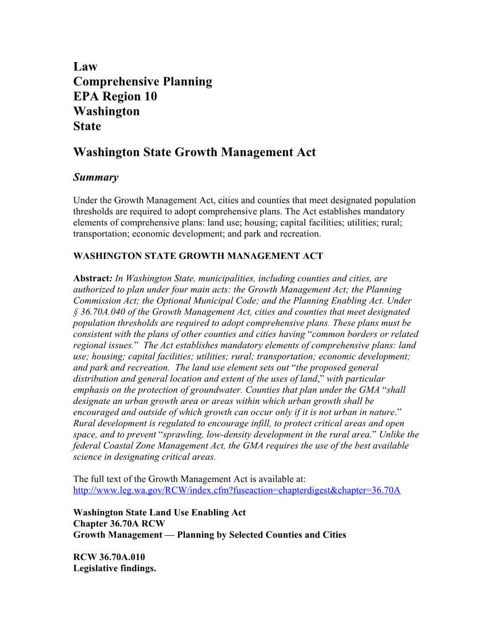 Washington State Growth Management Act