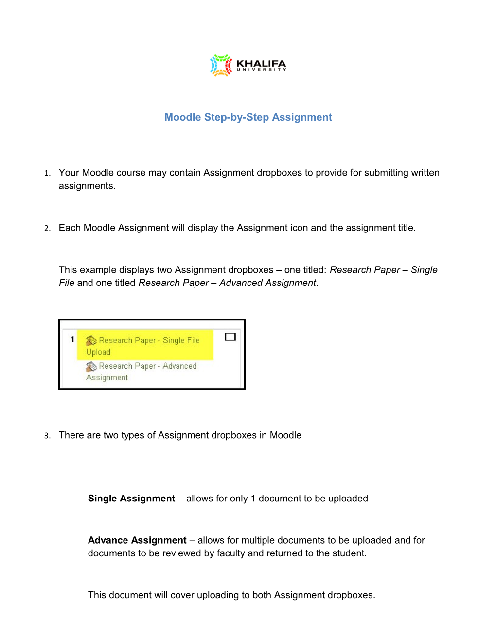 Moodle Step-By-Step Assignment