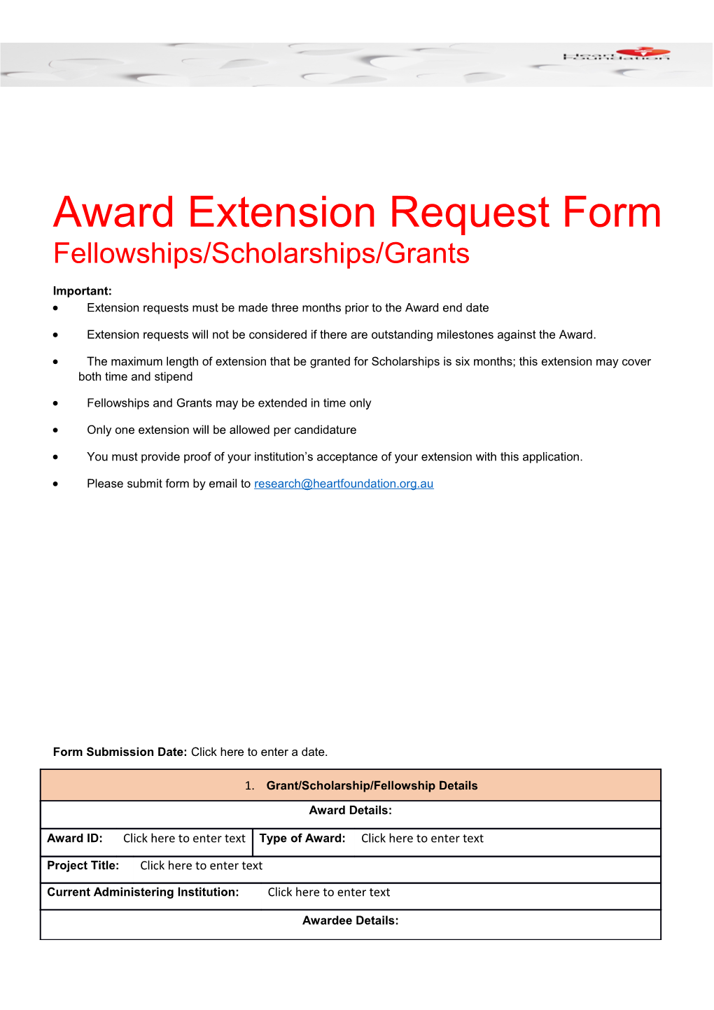 Award Extension Request Form