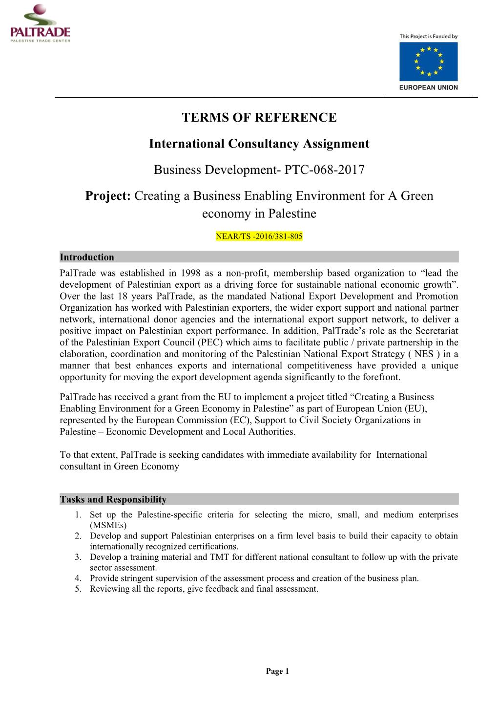 Palestine Enterprise Development (PED) Project