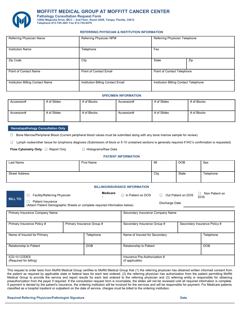 Pathology Consultation Request Form