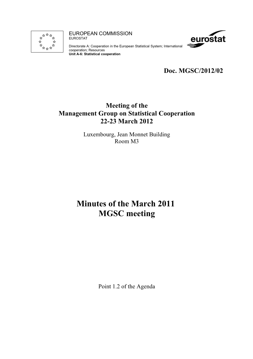 Draft Minutes of the 11-12 October 2007 Meeting of the Policy Group on Statistical Cooperation