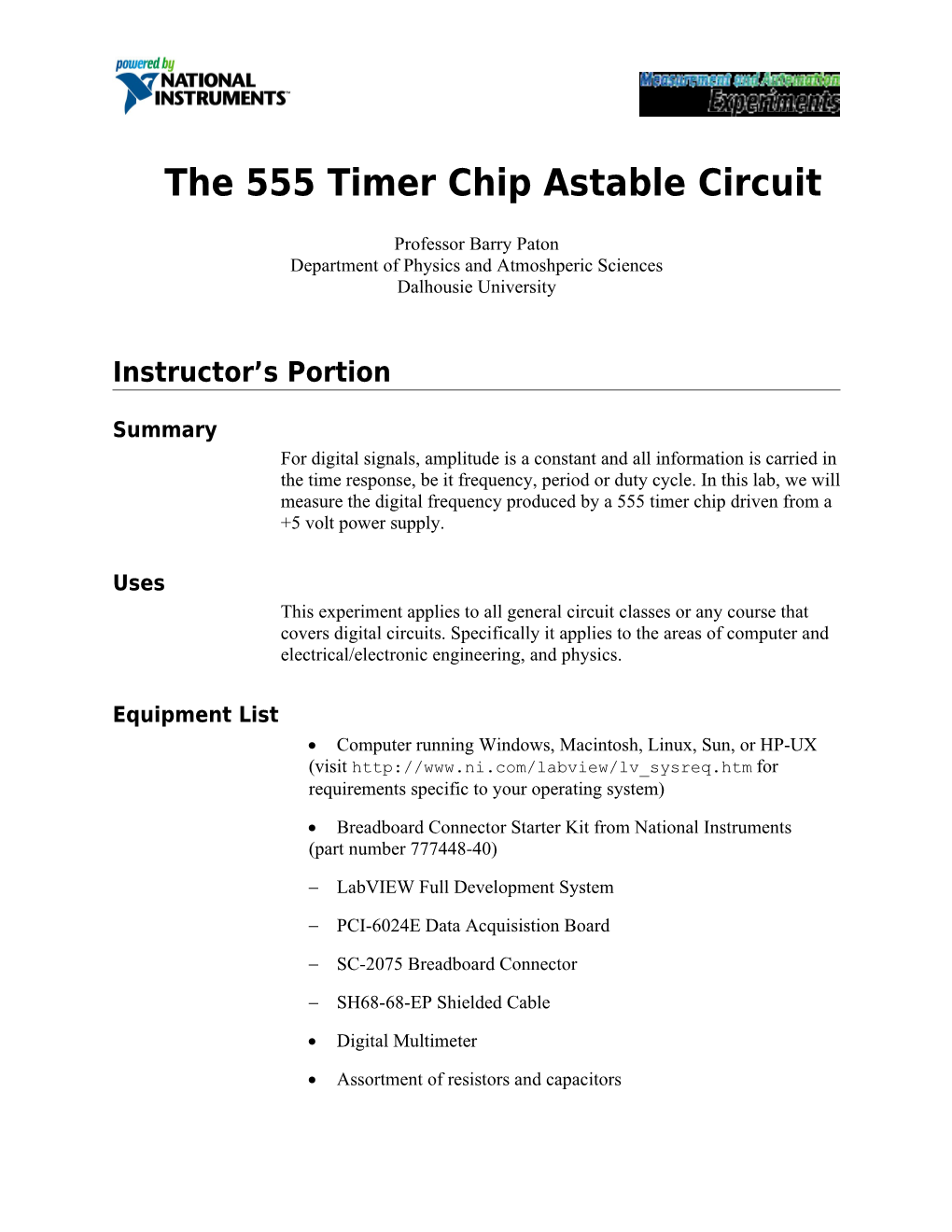 The 555 Timer Chip Astable Circuit