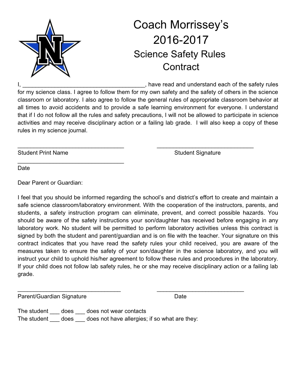 Science Safety Rules s1