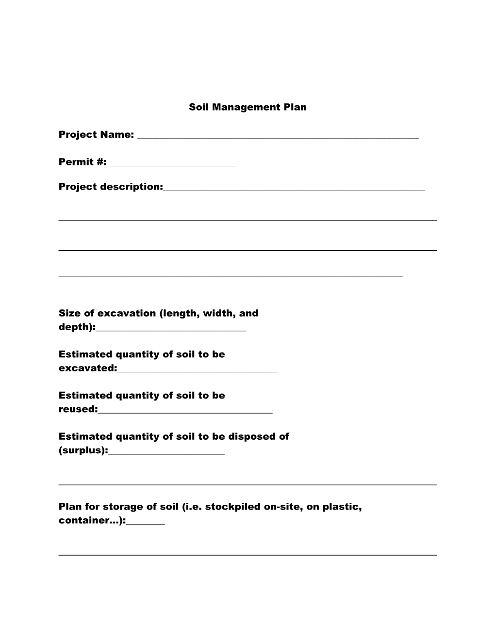 Soil Management Plan