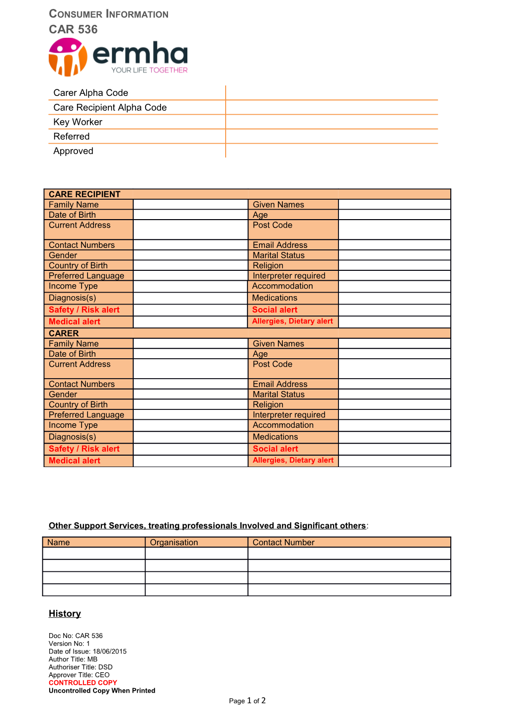 Where a Risk Is Identified Above a Copy of the Management Plan Is to Be Attached to This