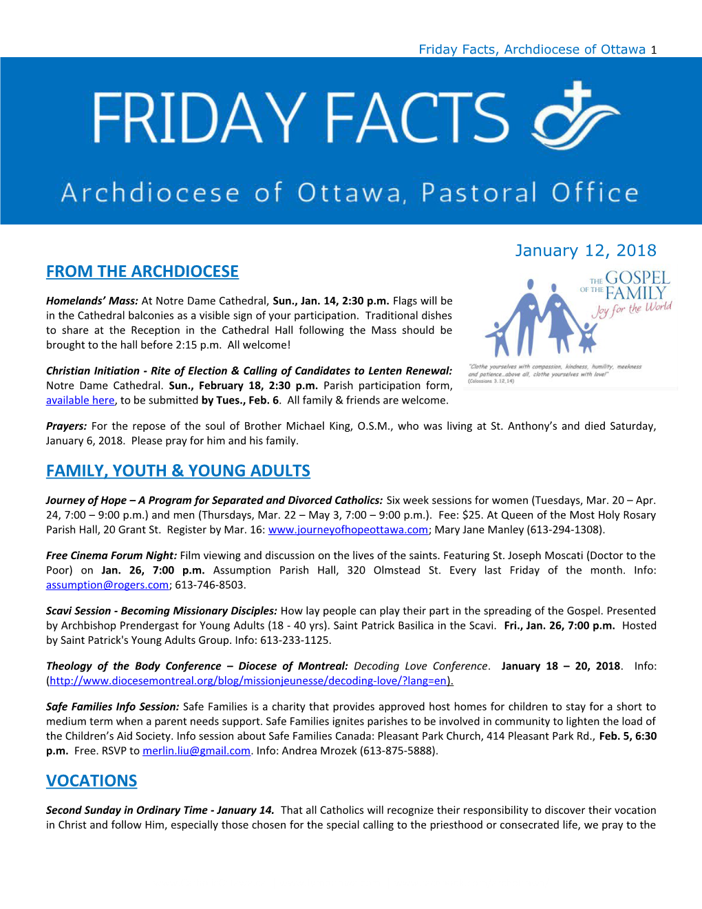 Friday Facts, Archdiocese of Ottawa 4