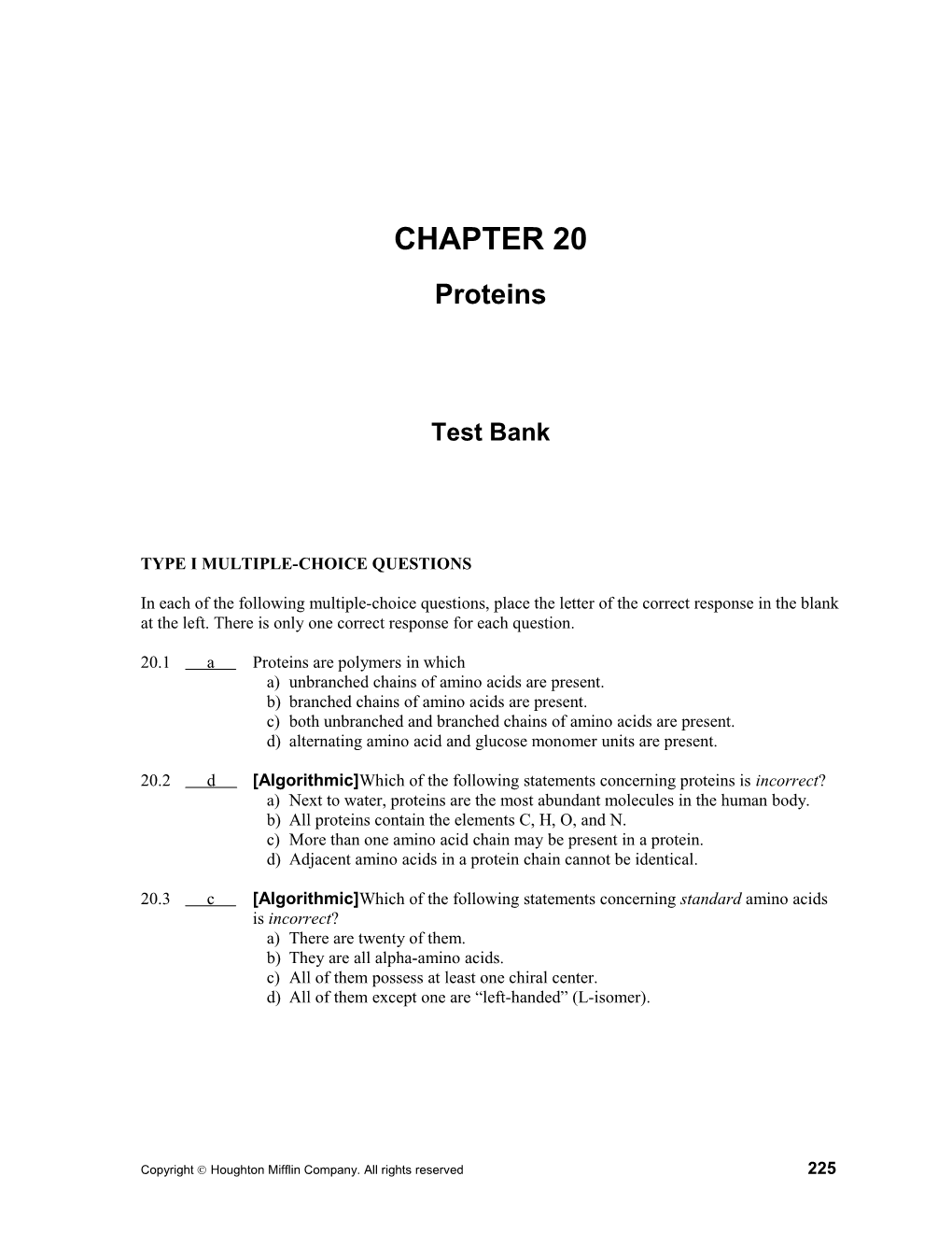 Type I Multiple-Choice Questions