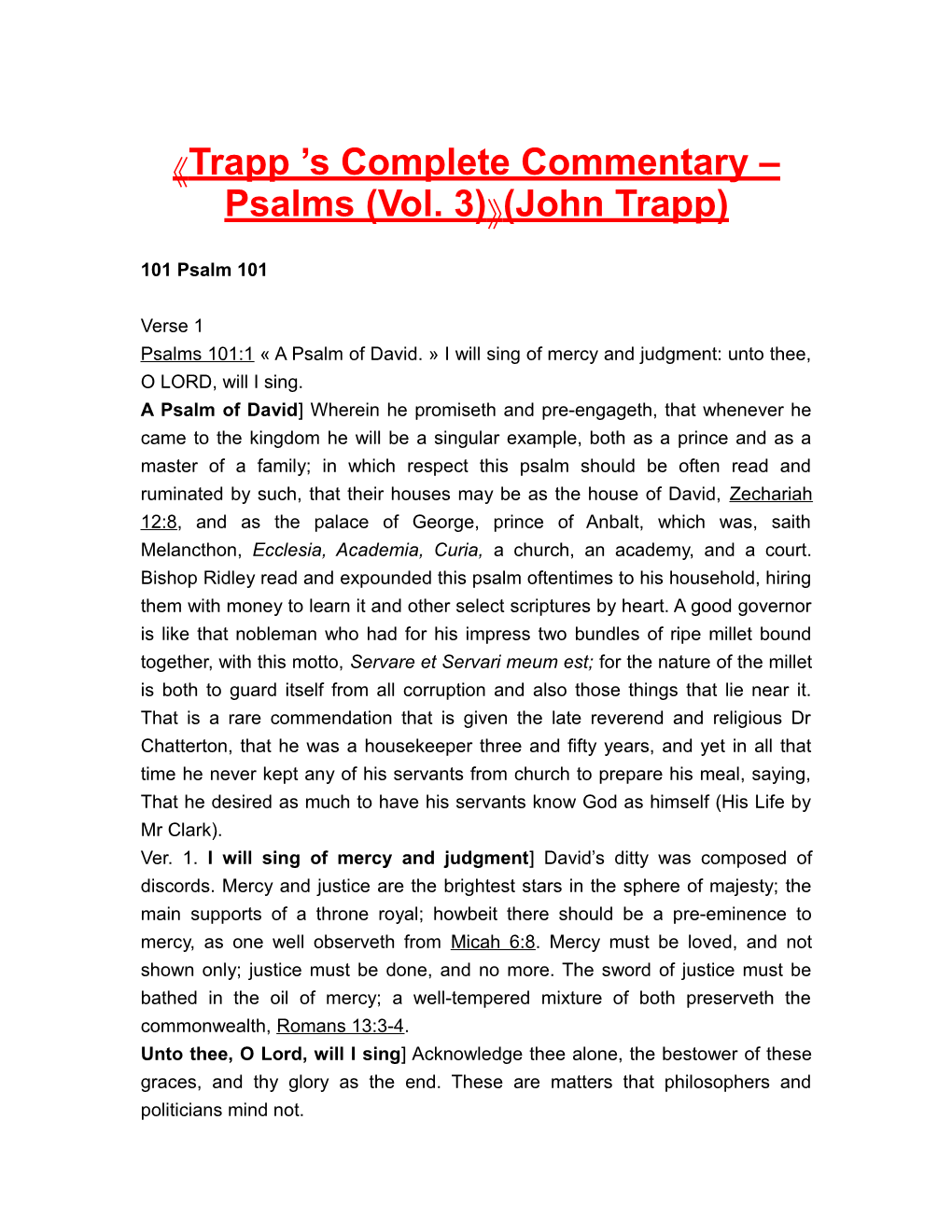 Trapp S Complete Commentary Psalms (Vol. 3) (John Trapp)