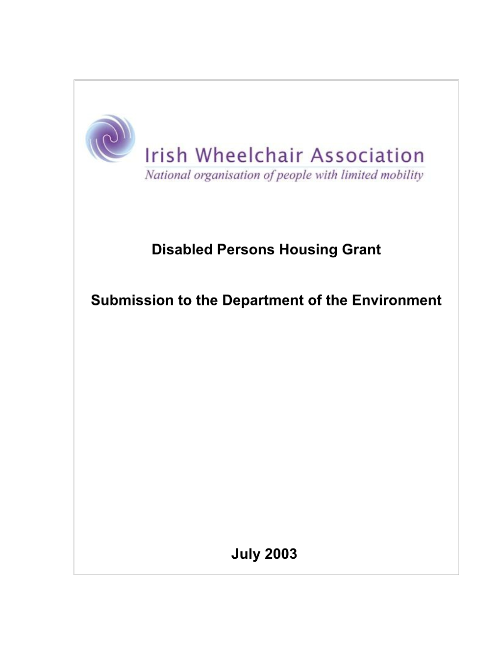 Disabled Persons Housing Grant