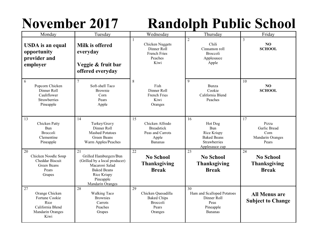 November 2017 Randolph Public School
