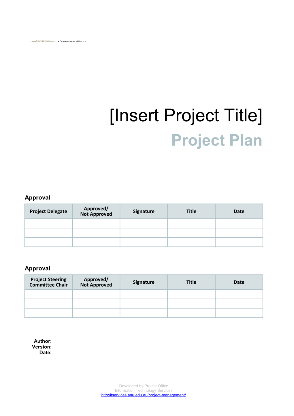 LARGE PROJECT PLAN Insert Project Title