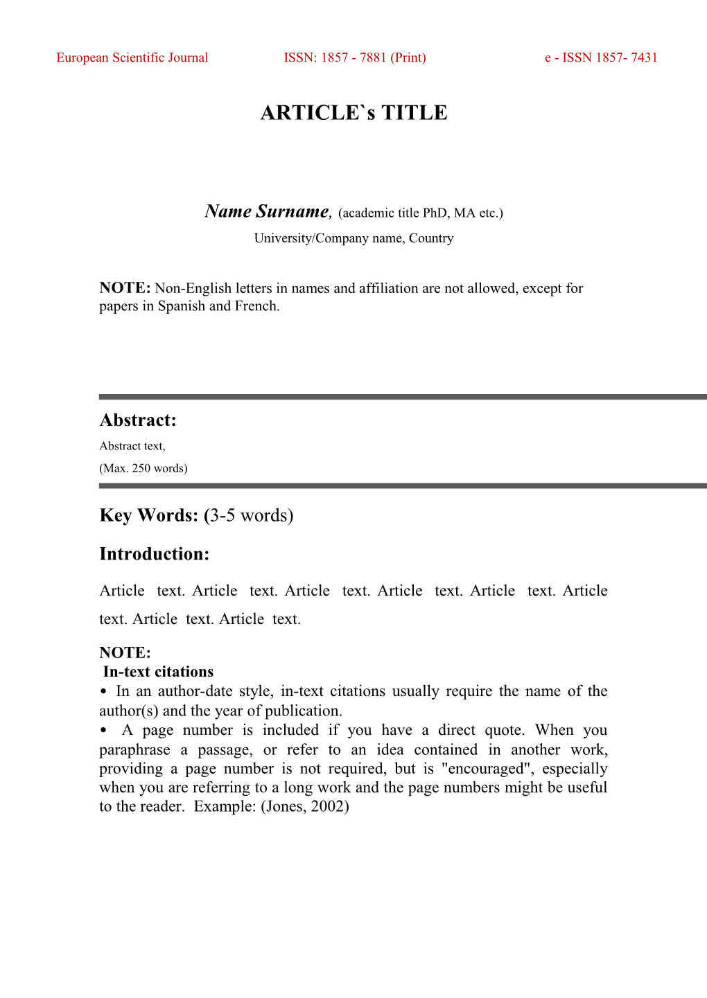 European Scientific Journal ISSN: 1857 - 7881 (Print) E - ISSN 1857- 7431