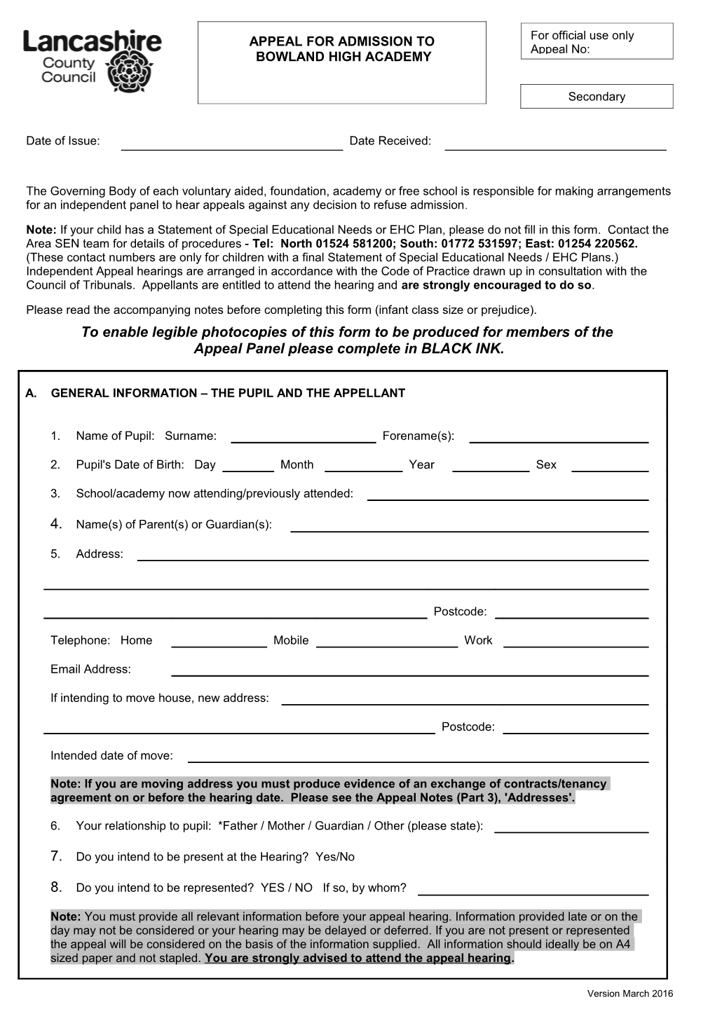 To Enable Legible Photocopies of This Form to Be Produced for Members of The