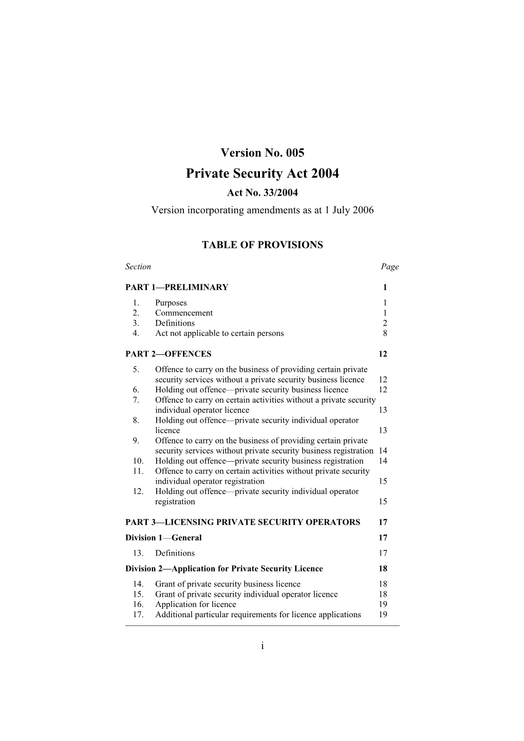 Private Security Act 2004