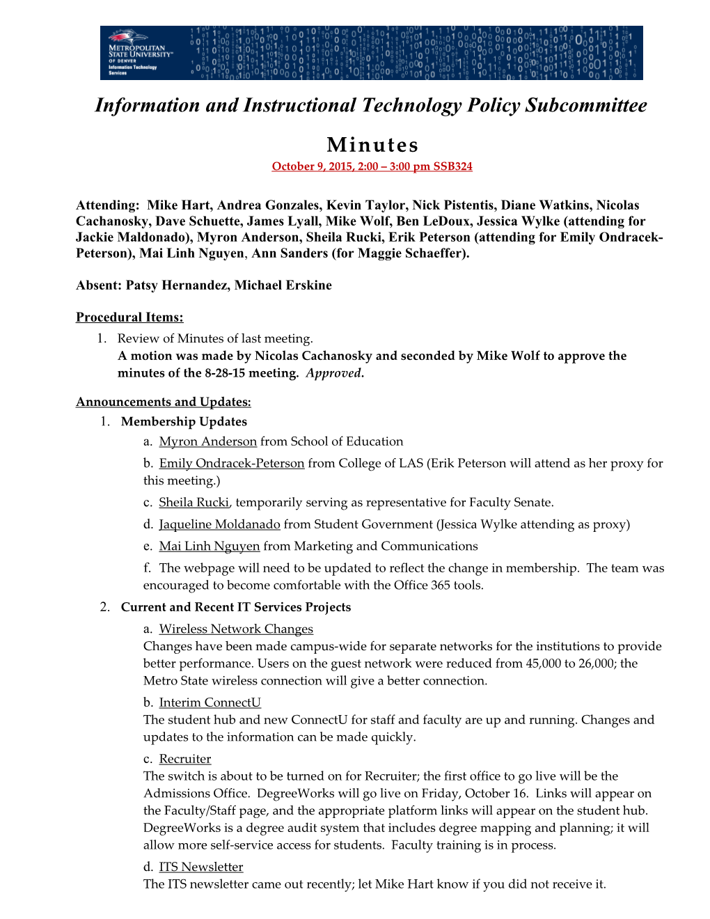 Information and Instructional Technology Policy Subcommittee Page 4