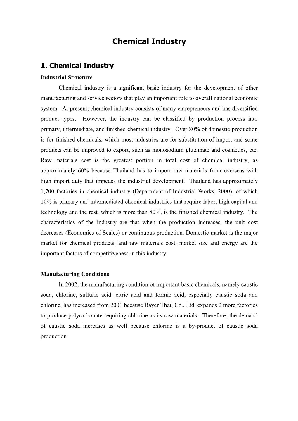 Chemical Industry