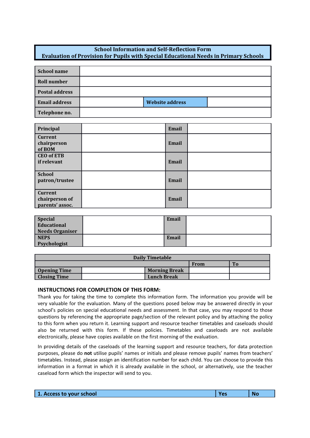 Instructions for Completion of This Form