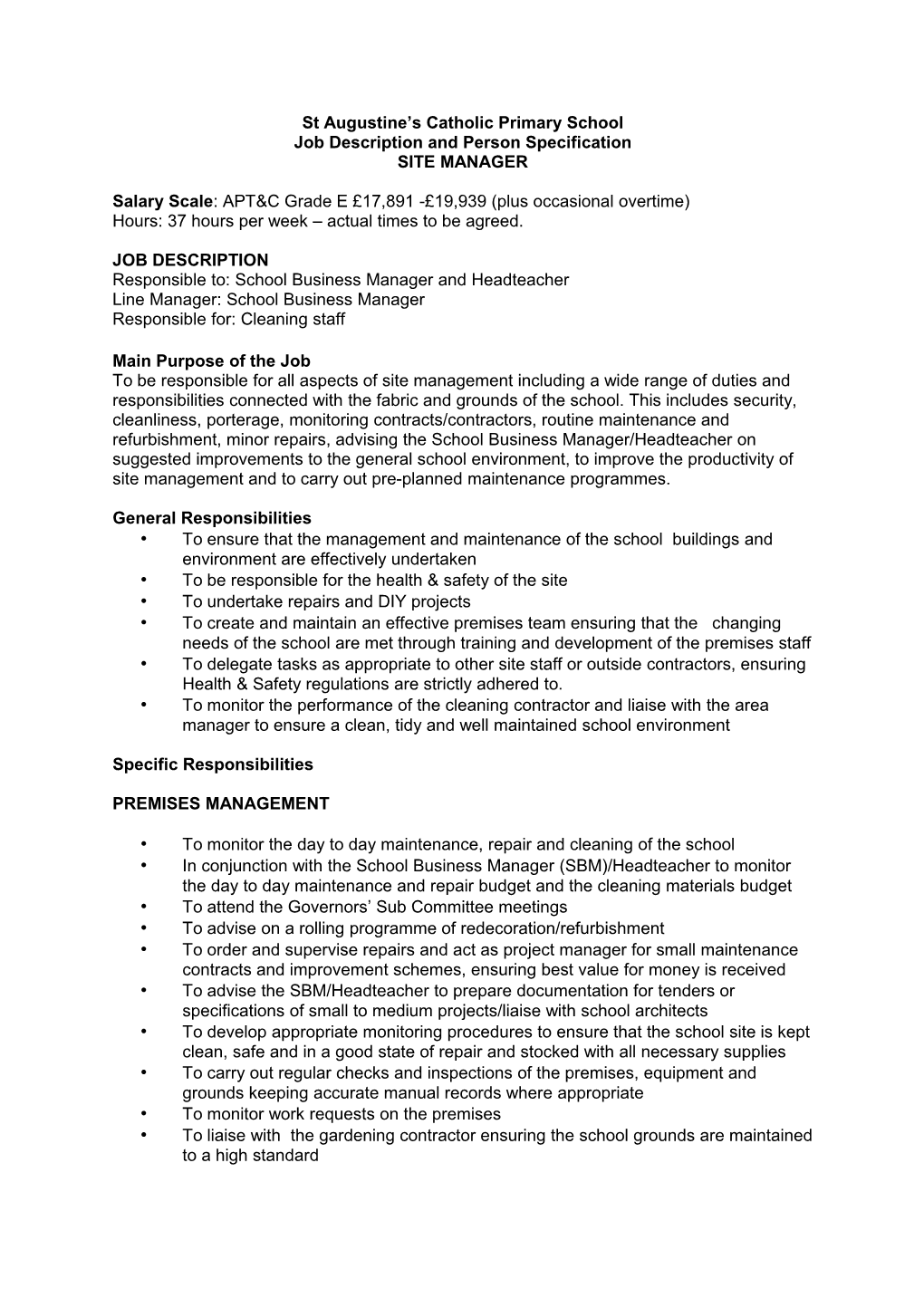 Job Description and Person Specification s13