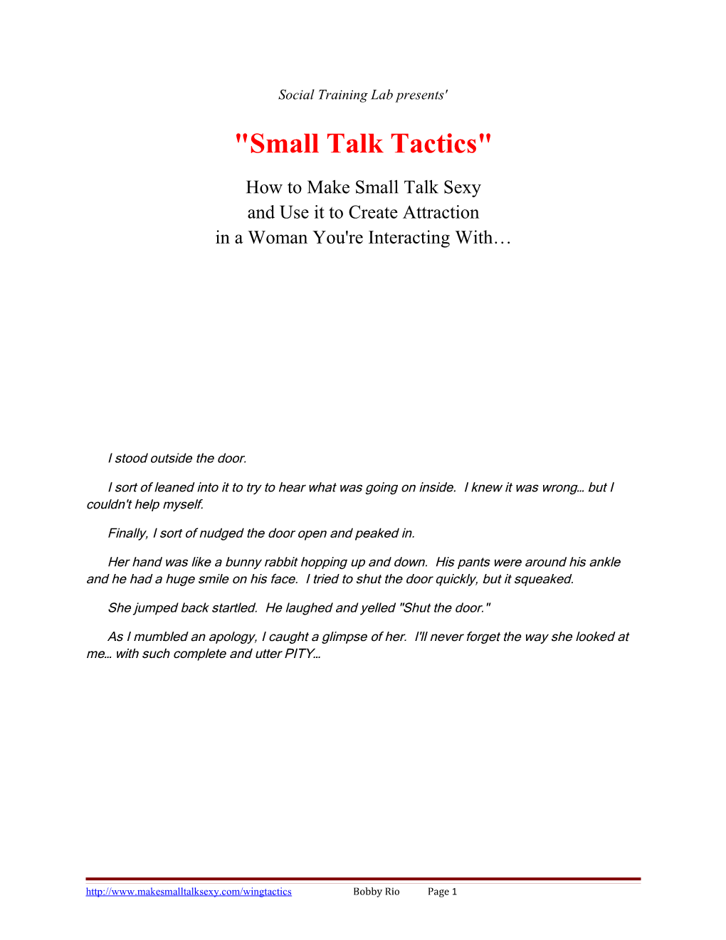 Social Training Lab Presents' Small Talk Tactics