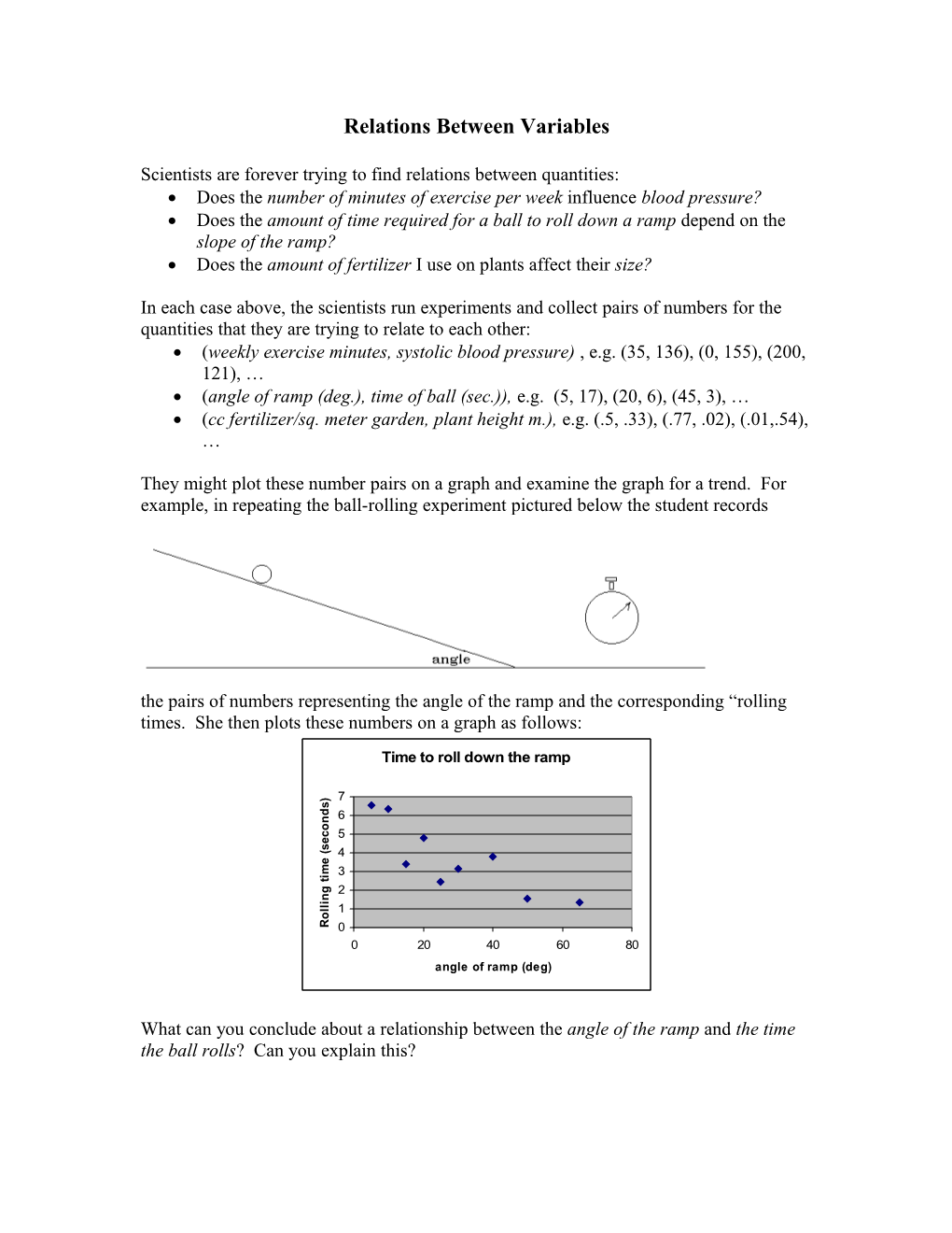 Relations Between Variables