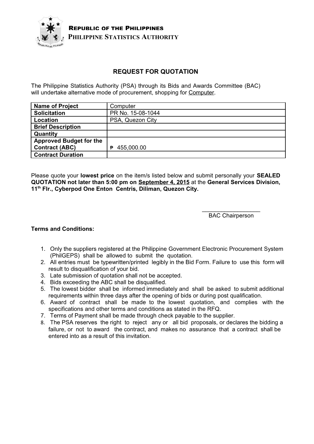 Request for Quotation s11