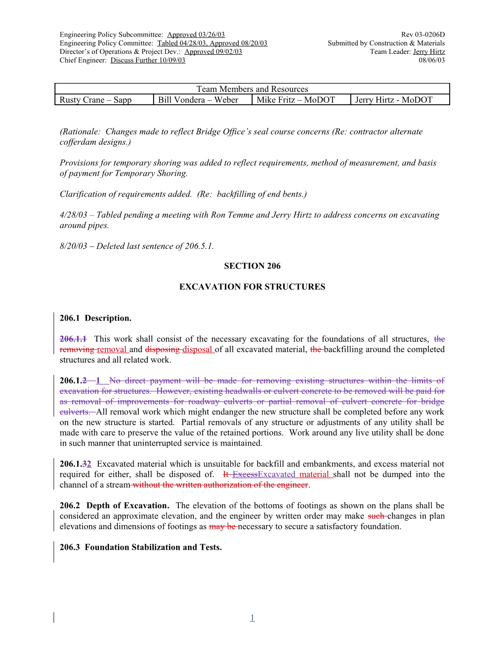 (Rationale: Changes Made to Reflect Bridge Office S Seal Course Concerns (Re: Contractor