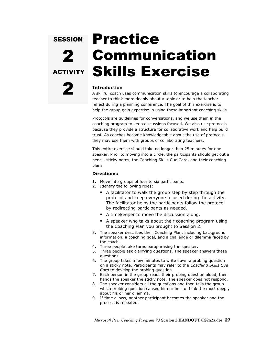 Practice Communication Skills Exercise