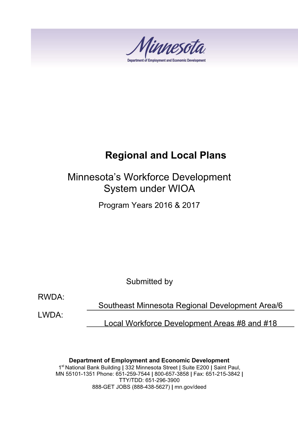 Regional and Local Plan Template