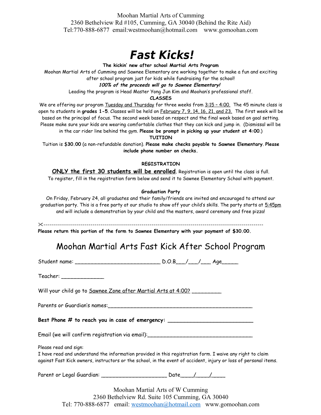 The Kickin New After School Martial Arts Program