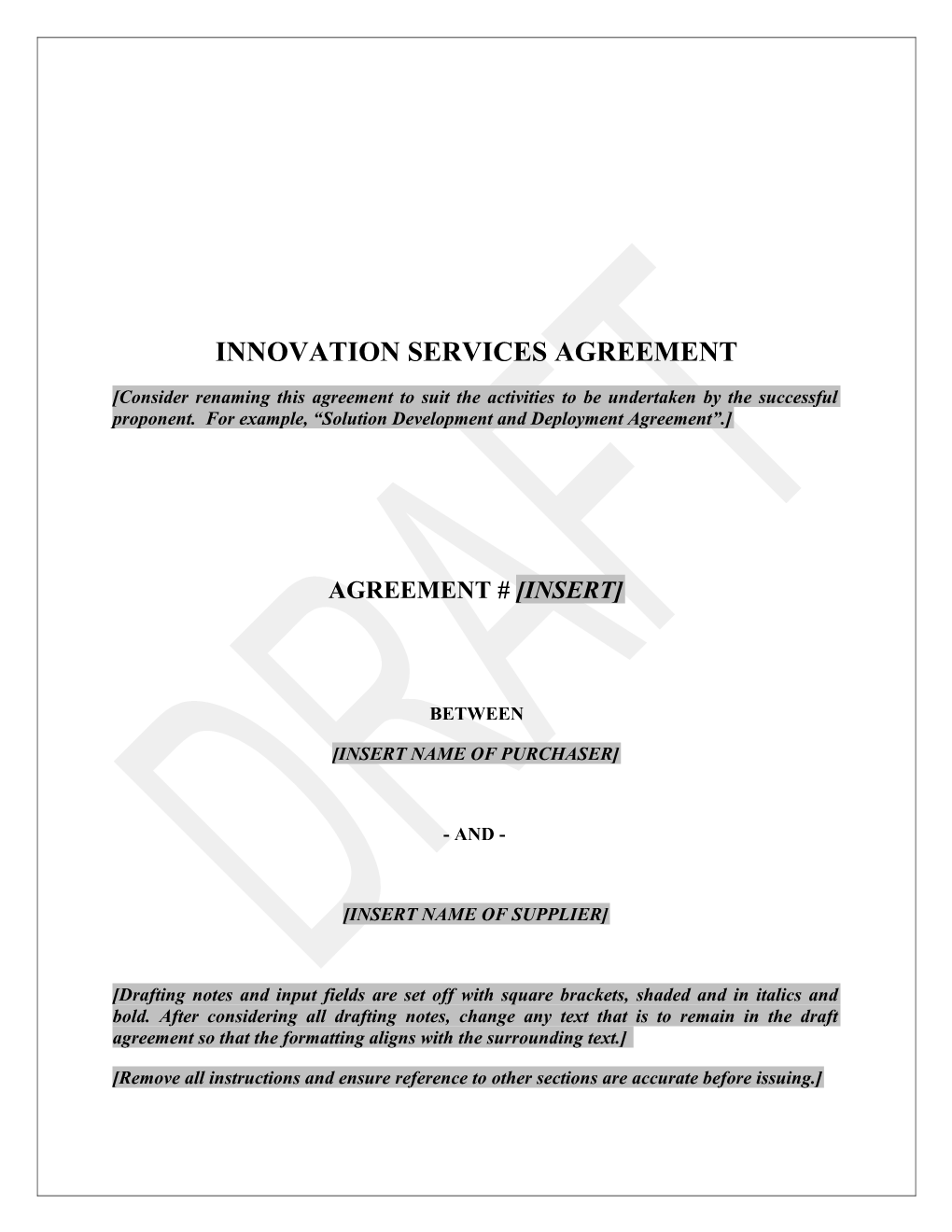 Innovation SERVICES AGREEMENT