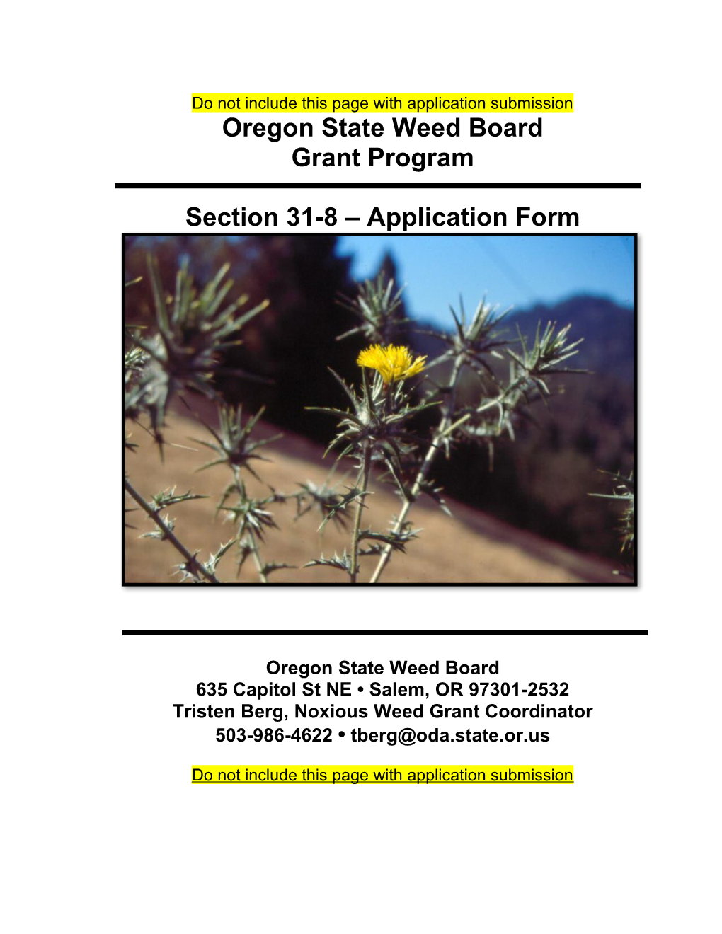 Oregon State Weed Board Grant Program Application (2018)