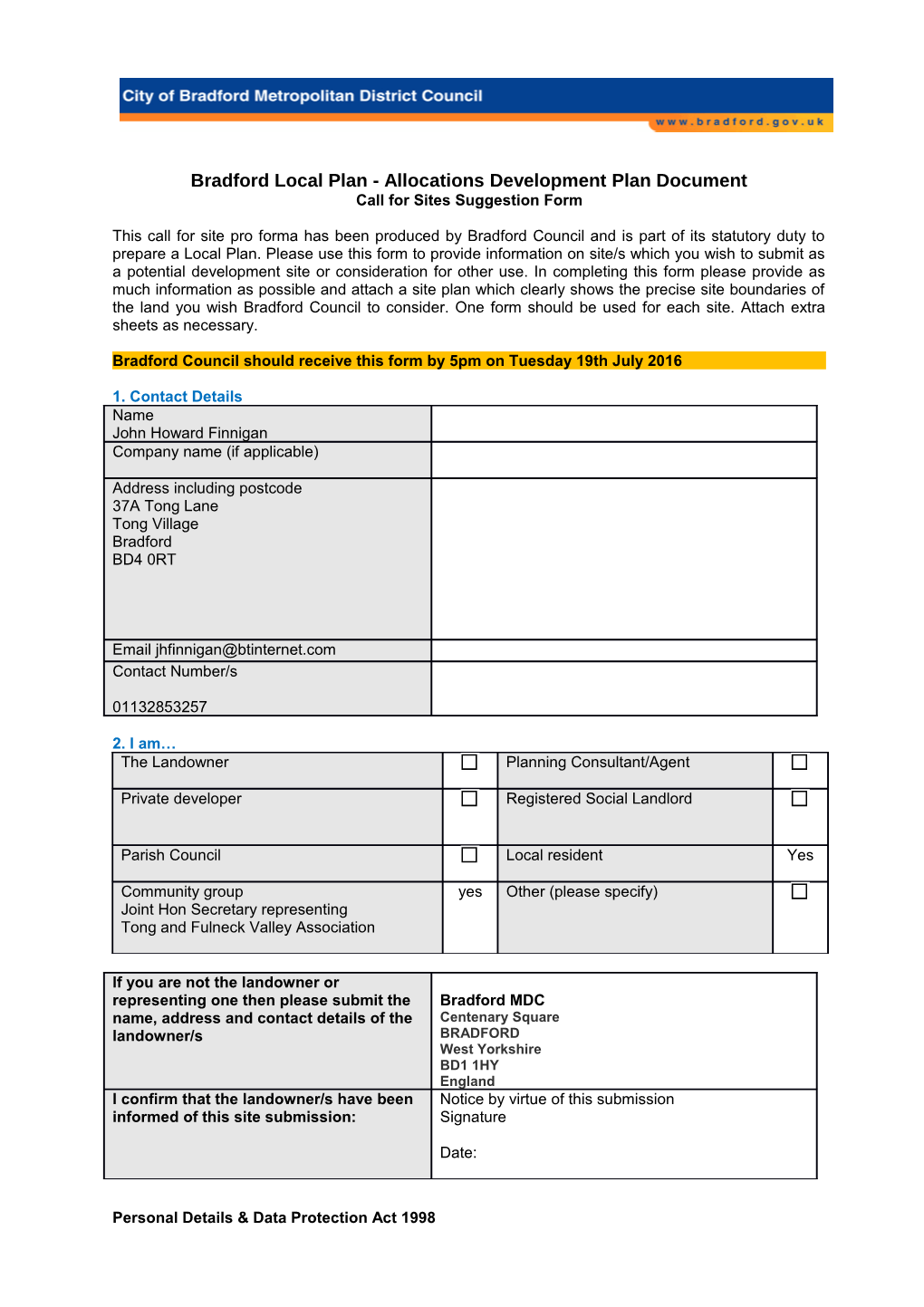 Bradford Local Plan - Allocations Development Plan Document