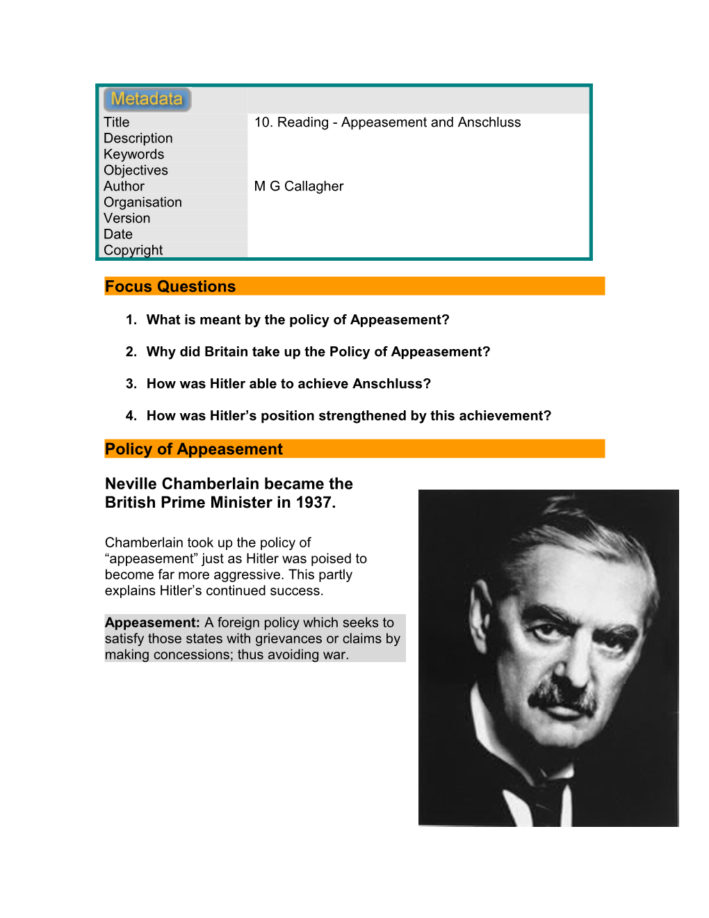 10. Reading - Appeasement and Anschluss