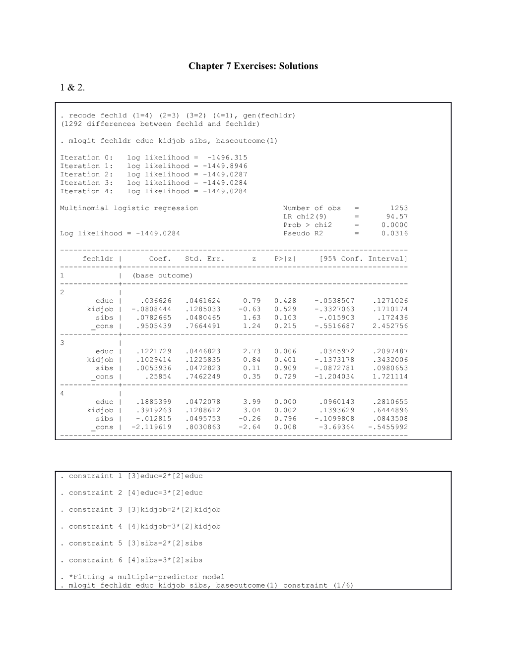 Chapter 7 Exercises: Solutions