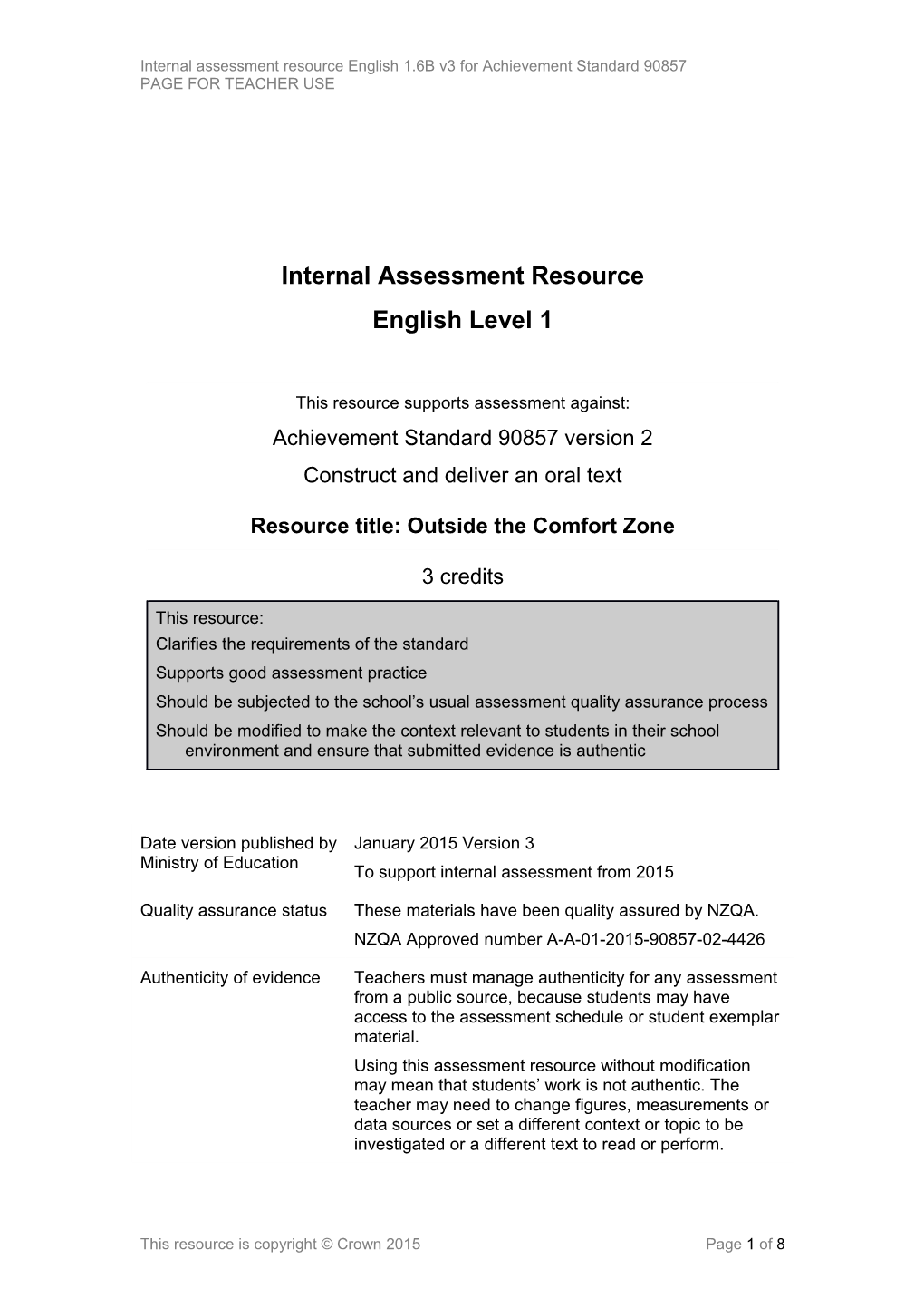Level 1 English Internal Assessment Resource s5