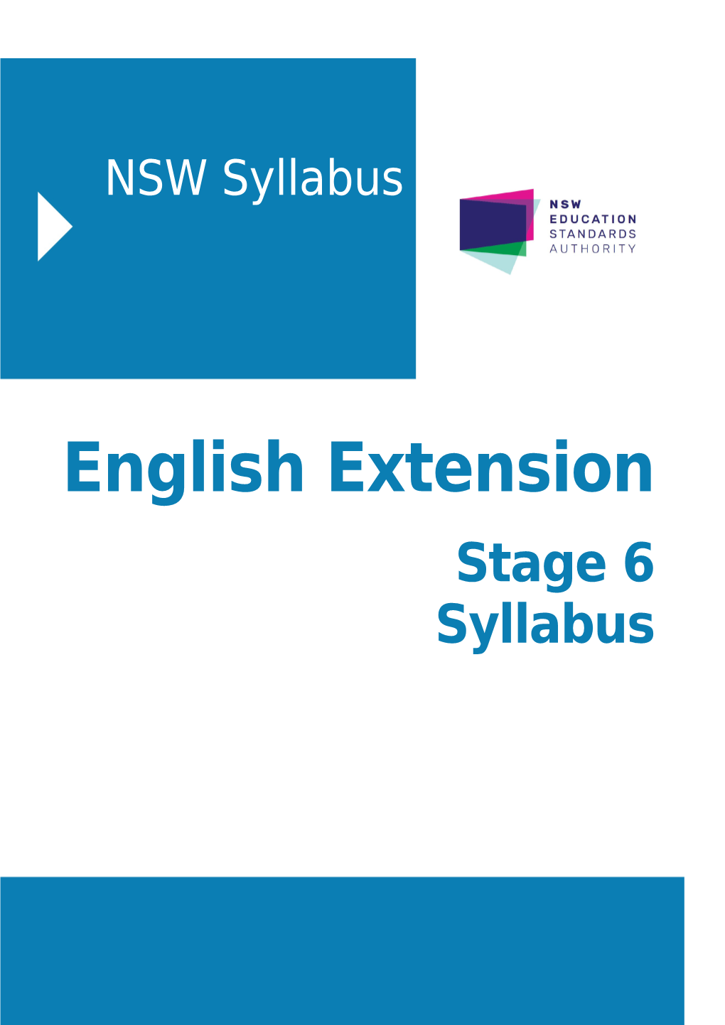 English Extension Stage 6 Syllabus 2017