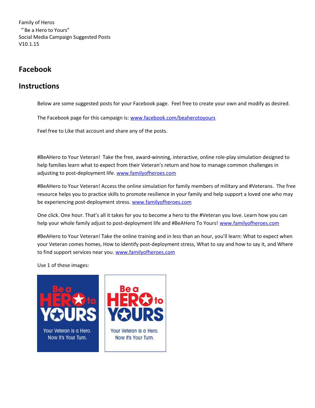 Social Media Campaign Suggested Posts