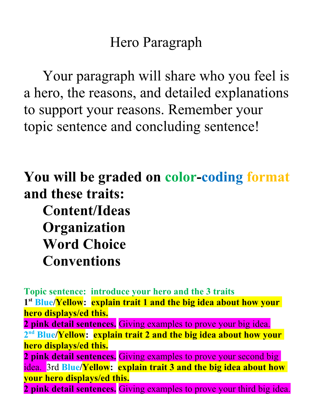 You Will Be Graded on Color-Coding Format and These Traits