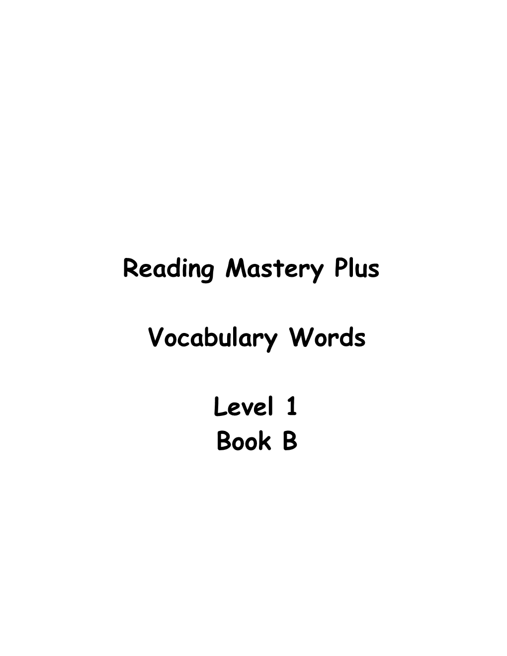 Reading Mastery Plus Level 1