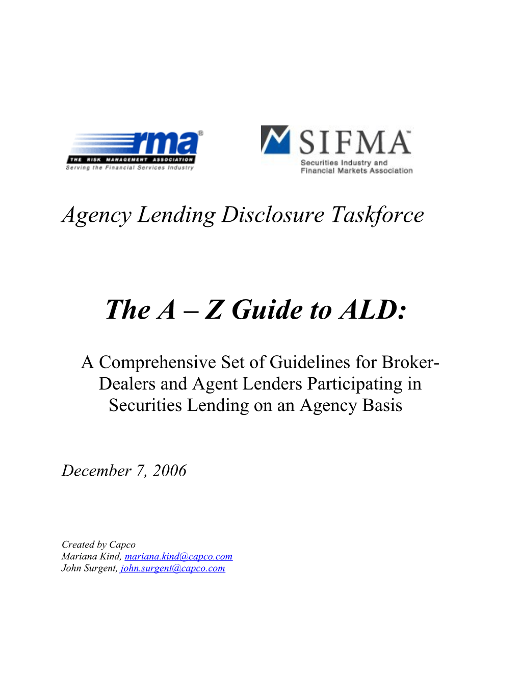 ALD - A-Z Guide To Agency Lending Disclosure (Word)