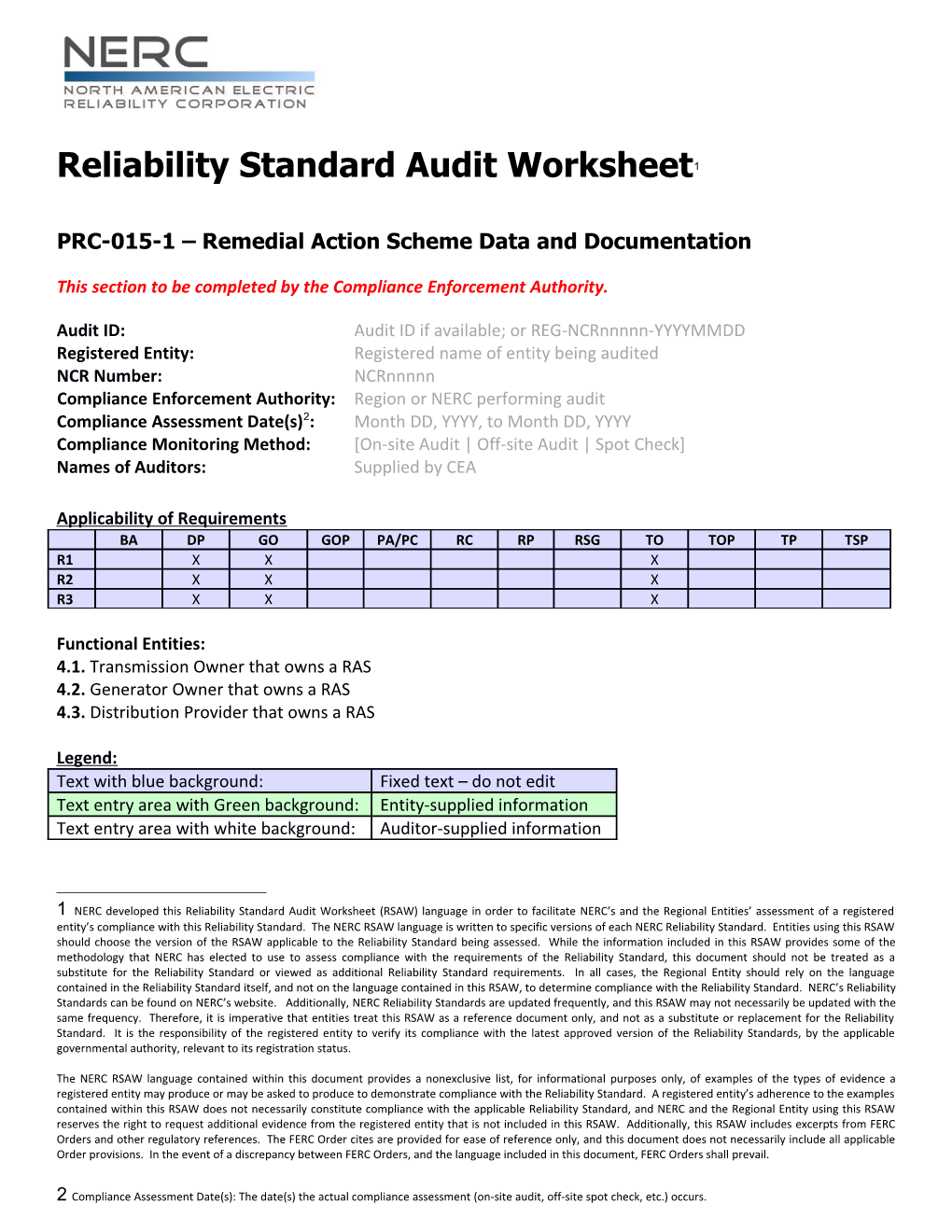 Remedial Action Scheme Data and Documentation