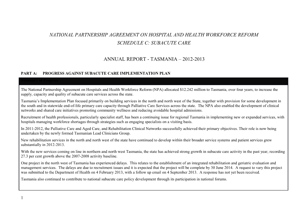 National Partnership Agreement on Hospital and Health Workforce Reform