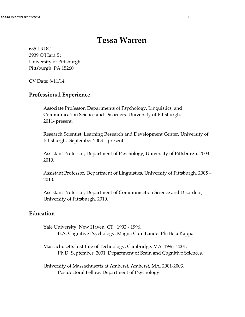2TT Tessa Warren 8/11/2014 2