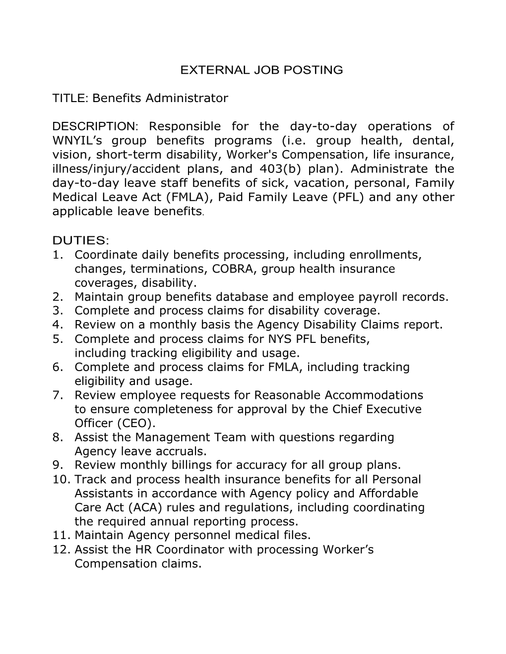 HR-Benefits Administrator