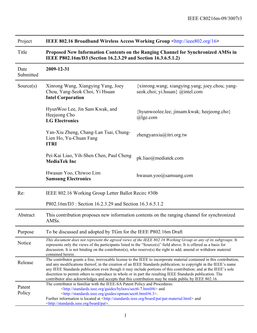 Proposed AWD Text on the Ranging Channel