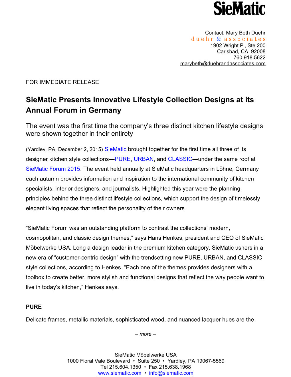 Siematicpresents Innovative Lifestyle Collection Designs at Its Annual Forum in Germany