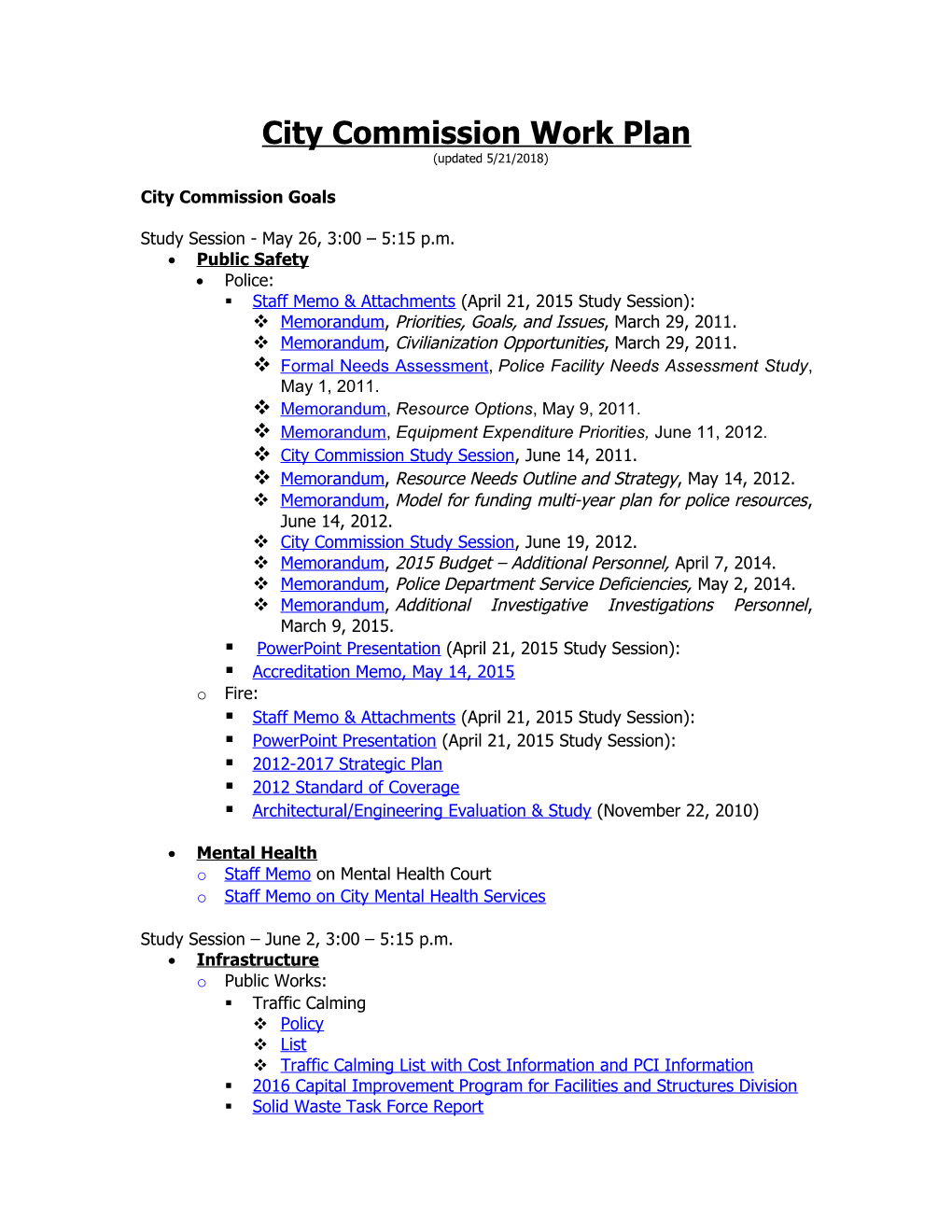 City Commission Work Plan