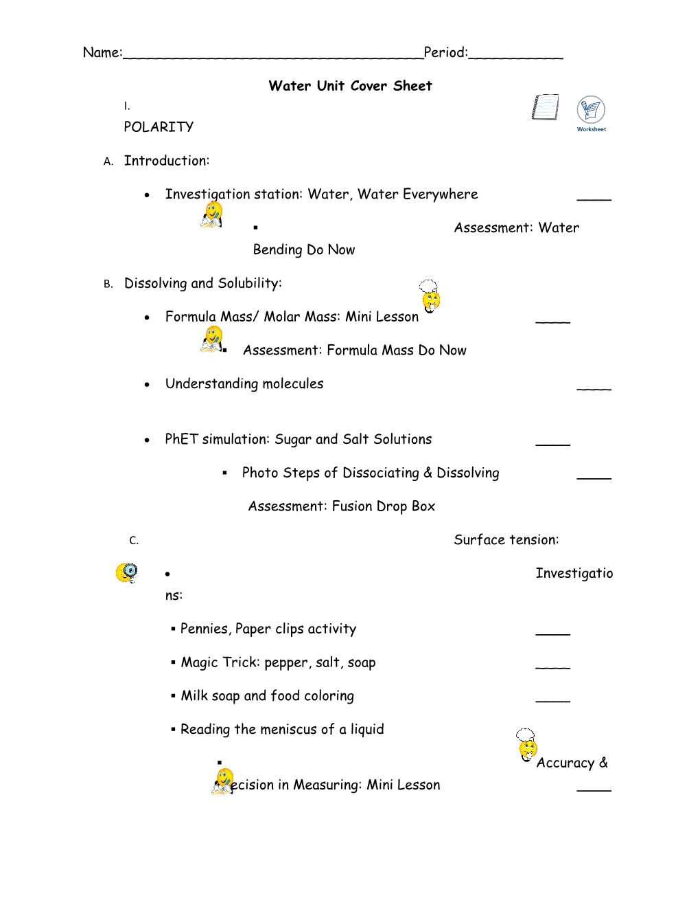 Water Unit Cover Sheet