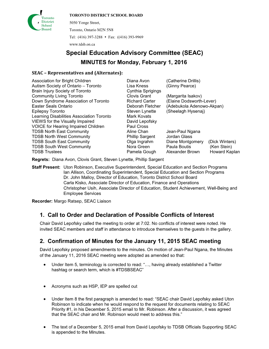 Special Education Advisory Committee (SEAC)
